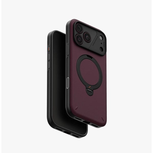 Uniq Elix 360 Kickstand Leather Drop Protection Magnetic Case with Camera Control Button for iPhone 18 Pro Max  - Deep Maroon