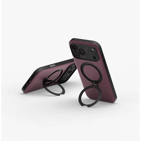 Uniq Elix 360 Kickstand Leather Drop Protection Magnetic Case with Camera Control Button for iPhone 18 Pro - Deep Maroon