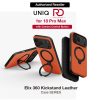 Uniq Elix 360 Kickstand Leather Drop Protection Magnetic Case with Camera Control Button for iPhone 18 Pro Max - Volt Orange