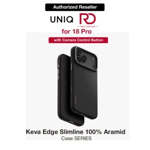 Uniq Keva Edge Slimline 100% Aramid Magnetic Case with Camera Control Button for iPhone 18 Pro- Carbon Black