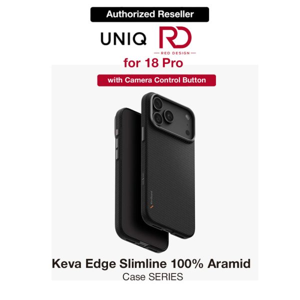 Uniq Keva Edge Slimline 100% Aramid Magnetic Case with Camera Control Button for iPhone 18 Pro- Carbon Black