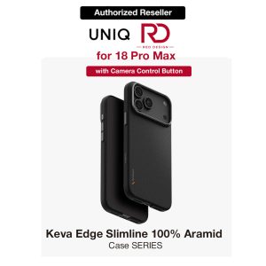 Uniq Keva Edge Slimline 100% Aramid Magnetic Case with Camera Control Button for iPhone 18 Pro Max - Carbon Black