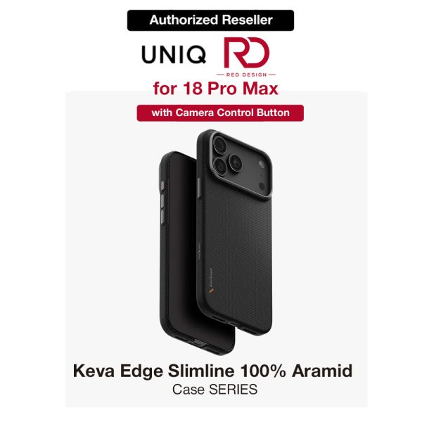 Uniq Keva Edge Slimline 100% Aramid Magnetic Case with Camera Control Button for iPhone 18 Pro Max - Carbon Black