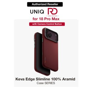 Uniq Keva Edge Slimline 100% Aramid Magnetic Case with Camera Control Button for iPhone 18 Pro Max - Ember Red
