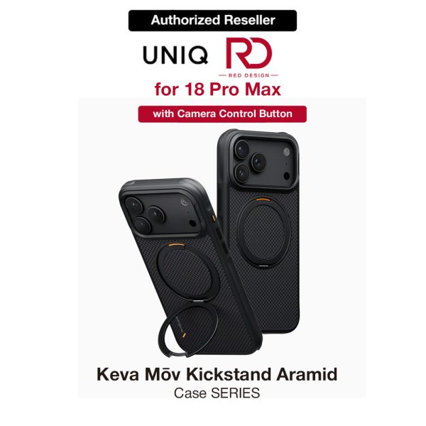 Uniq Keva Mov 360 Kickstand Aramid Magnetic Protection Case with Camera Control Button for iPhone 18 Pro Max - Carbon Black