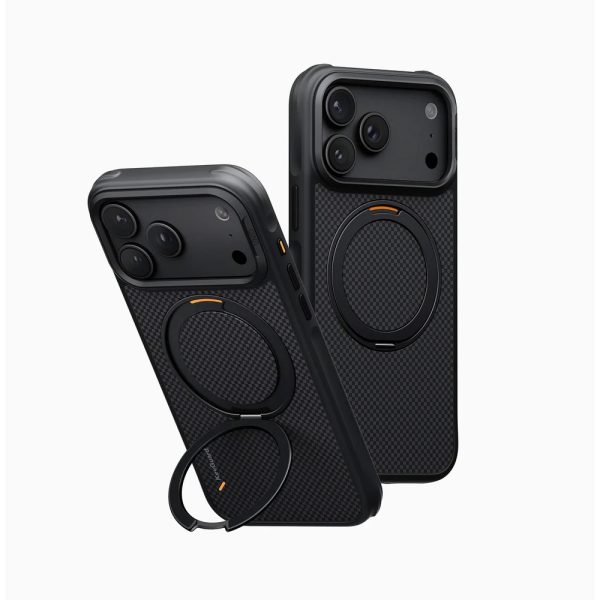 Uniq Keva Mov 360 Kickstand Aramid Magnetic Protection Case with Camera Control Button for iPhone 18 Pro - Carbon Black