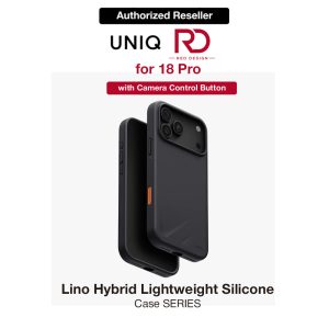 Uniq Lino Hybrid Silicone Lightweight Magnetic Protection Case with Camera Control Button for iPhone 18 Pro- Charcoal Grey