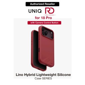 Uniq Lino Hybrid Silicone Lightweight Magnetic Protection Case with Camera Control Button for iPhone 18 Pro- Cranberry RedRose