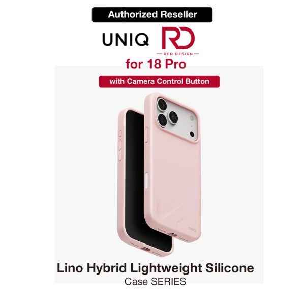 Uniq Lino Hybrid Silicone Lightweight Magnetic Protection Case with Camera Control Button for iPhone 18 Pro- Pale Rose
