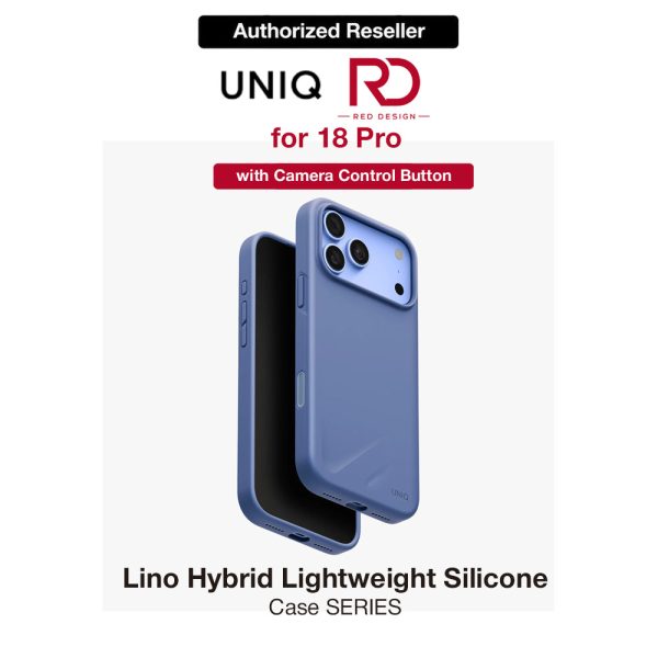 Uniq Lino Hybrid Silicone Lightweight Magnetic Protection Case with Camera Control Button for iPhone 18 Pro- Pebble Blue