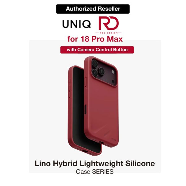 Uniq Lino Hybrid Silicone Lightweight Magnetic Protection Case with Camera Control Button for iPhone 18 Pro Max - Cranberry Red