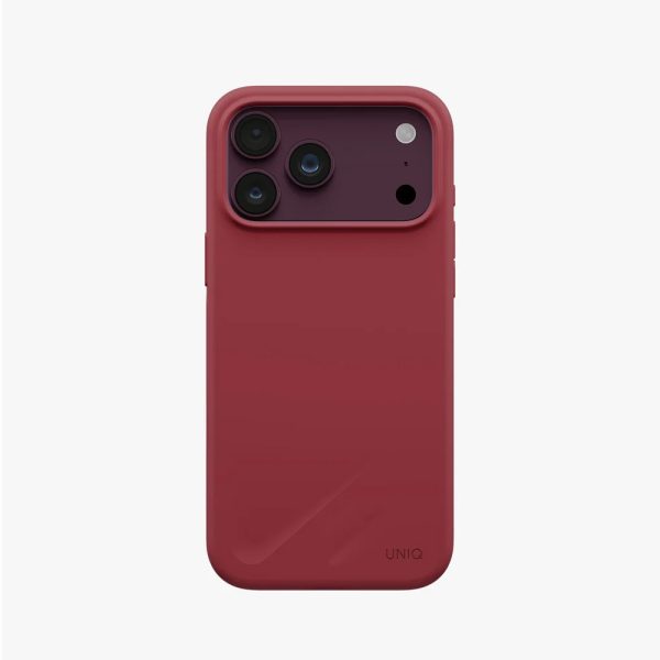Uniq Lino Hybrid Silicone Lightweight Magnetic Protection Case with Camera Control Button for iPhone 18 Pro- Cranberry RedRose