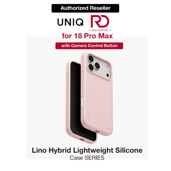 Uniq Lino Hybrid Silicone Lightweight Magnetic Protection Case with Camera Control Button for iPhone 18 Pro Max - Pale Rose