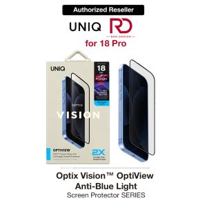 Uniq Optix Vision OptiView Anti Blue Light Tempered Glass Screen Protector for iPhone 18 Pro - Anti Blue Light