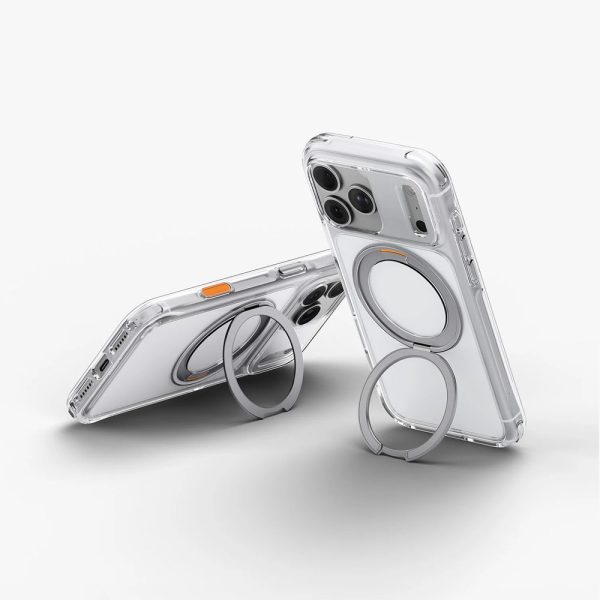 Uniq Swivix 360 Rotating Kickstand Magnetic Drop Protection Case with Camera Control Button for iPhone 18 Pro- Lucent Clear