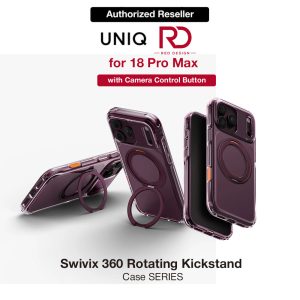 Uniq Swivix 360 Rotating Kickstand Magnetic Drop Protection Case with Camera Control Button for iPhone 18 Pro Max - Deep Burgundy
